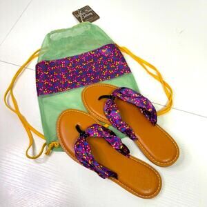 NWT Matilda Jane Purple Fabric Sandals  in Cute Green Bag Size 7